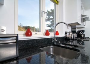Pentire Ocean Blue holiday apartment kitchen views